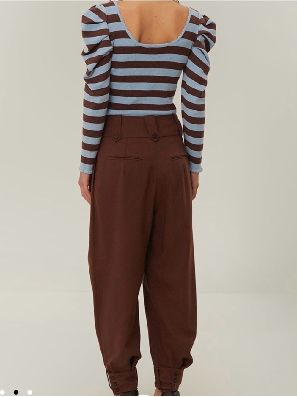 Farm Rio High-Waist Pleated Brown Women's Trousers Size M NWT - Picture 2 of 12